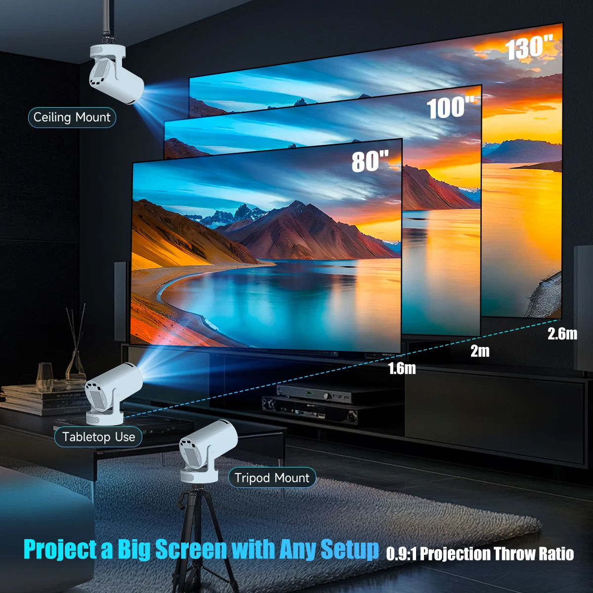 HY300 Pro + Projector 8K 720P With 5W Speaker Android 14