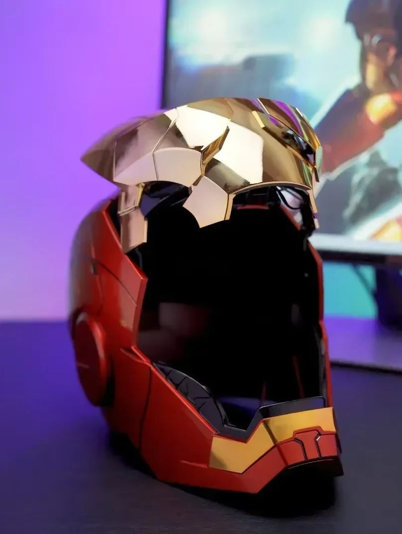 Interactive LED Cosplay Helmet – Voice-Controlled Auto-Opening Mask