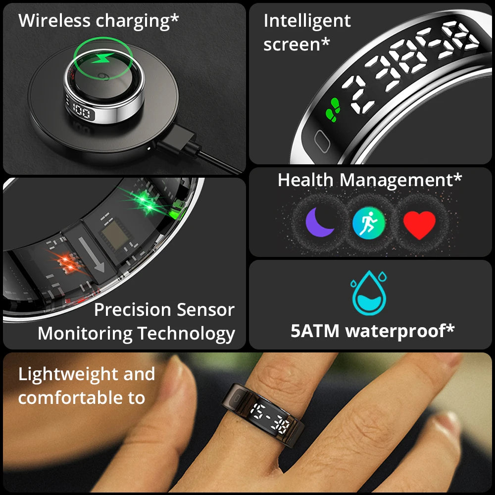 Smart Ring with Digital Display – Advanced Fitness & Health Tracker